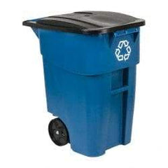 Rubbermaid - 50 Gal Blue Rectangle Recycling Container - Polyethylene, 36-1/2" High x 28-1/2" Long x 23.38" Wide - Best Tool & Supply