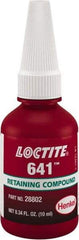 Loctite - 10 mL, Yellow, Low Strength Liquid Retaining Compound - Series 641, 24 hr Full Cure Time - Best Tool & Supply