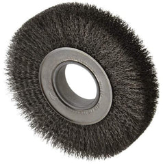 Weiler - 7" OD, 2" Arbor Hole, Crimped Steel Wheel Brush - 1-1/4" Face Width, 1-5/8" Trim Length, 0.0118" Filament Diam, 6,000 RPM - Best Tool & Supply