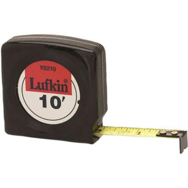 Lufkin - 10' x 1/2" Yellow Steel Blade Tape Measure - 1/16 & 1/32" Graduation, Black Steel Case - Best Tool & Supply