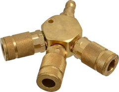 Value Collection - 1/4" Inlet, 1/4" Outlet Manifold - 4-1/2" Long x 0.88" Wide x 4-5/8" High, 1 Inlet Port, 3 Outlet Ports - Best Tool & Supply