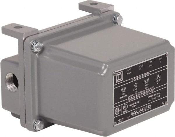 Square D - 4 NEMA Rated, DPST-DB, Float Switch Pressure and Level Switch - 575 VAC, Line-Load-Load-Line Terminal - Best Tool & Supply