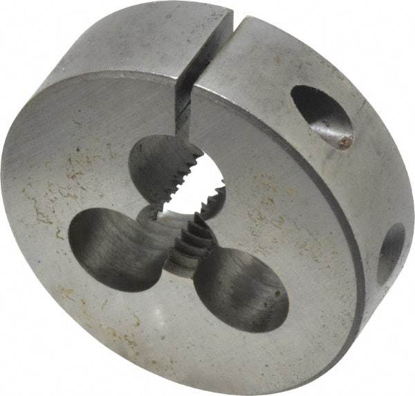 Made in USA - 5/16-18 UNC Thread, 1-1/2" Outside Diam High Speed Steel Round Die - 1/2" Thick, Right Hand Thread, Adjustable - Exact Industrial Supply