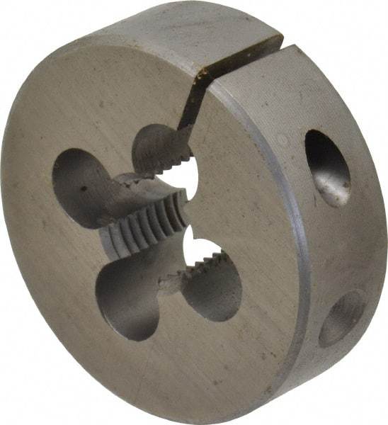 Made in USA - 7/16-20 UNF Thread, 1-1/2" Outside Diam High Speed Steel Round Die - 1/2" Thick, Right Hand Thread, Adjustable - Exact Industrial Supply