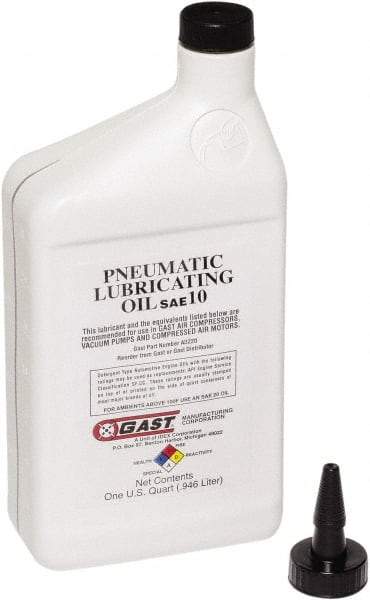 Gast - 1 Qt Air Compressor Lubricating Oil - Use with Gast Lubricated Vacuum Pumps, Air Compressors and Air Motors - Best Tool & Supply