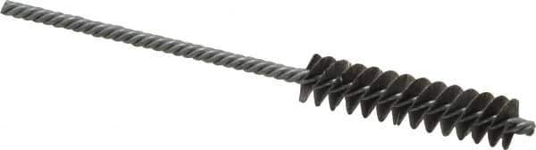 Made in USA - 3/8" Diam Helical Steel Tube Brush - Double Spiral, 0.005" Filament Diam, 1-1/2" Brush Length, 4" OAL, 1/8" Diam Galvanized Steel Shank - Best Tool & Supply