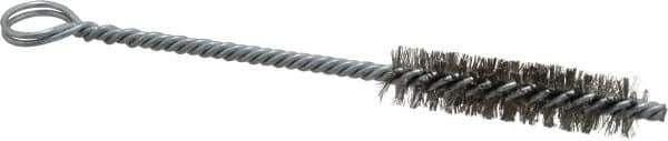 Made in USA - 2" Long x 1/2" Diam Stainless Steel Twisted Wire Bristle Brush - Double Spiral, 5-1/2" OAL, 0.006" Wire Diam, 0.162" Shank Diam - Best Tool & Supply