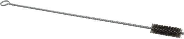 Made in USA - 2-1/2" Long x 7/8" Diam Stainless Steel Twisted Wire Bristle Brush - Double Spiral, 18" OAL, 0.006" Wire Diam, 0.235" Shank Diam - Best Tool & Supply