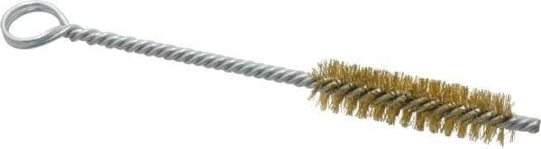 Made in USA - 2" Long x 1/2" Diam Brass Twisted Wire Bristle Brush - Double Spiral, 5-1/2" OAL, 0.006" Wire Diam, 0.162" Shank Diam - Best Tool & Supply