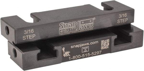 Snap Jaws - 4" Wide x 1.155" High x 0.55" Thick, Step Vise Jaw - Hard, Steel, Fixed Jaw, Compatible with 4" Vises - Best Tool & Supply