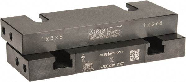 Snap Jaws - 8" Wide x 3" High x 1" Thick, Flat/No Step Vise Jaw - Soft, Steel, Fixed Jaw, Compatible with 8" Vises - Best Tool & Supply