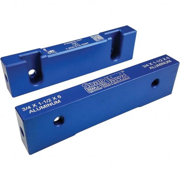 Snap Jaws - 6" Wide x 1-1/2" High x 3/4" Thick, Flat/No Step Vise Jaw - Best Tool & Supply