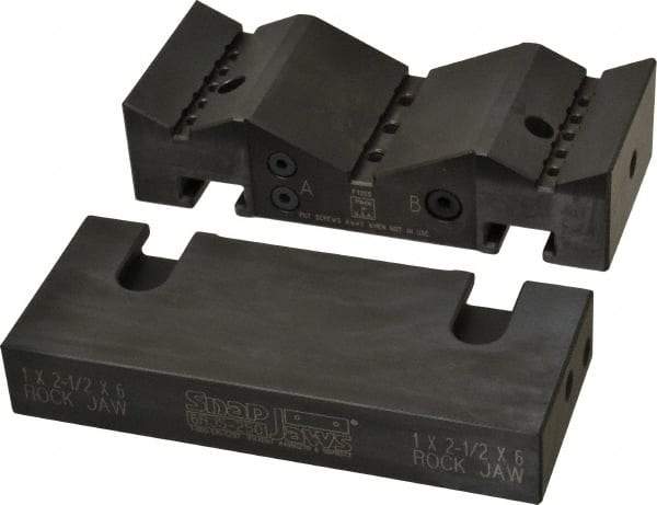 Snap Jaws - 6" Wide x 2-1/2" High x 1-1/2" Thick, V-Groove Vise Jaw - Steel, Fixed Jaw, Compatible with 6" Vises - Best Tool & Supply