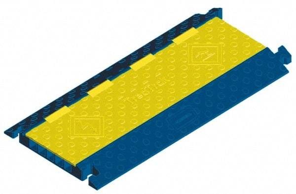 Hubbell Wiring Device-Kellems - 5 Channel, T-Shaped, Drop Over Cable Ramp - 25 Inch Long x 20 Inch Wide x 2.31 Inch High, Yellow and Blue - Best Tool & Supply