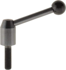 J.W. Winco - M10 x 1.5, 13.5mm Hub Diam, Steel Threaded Stud Adjustable Clamping Handle - 70mm OAL, 33.5mm High - Best Tool & Supply