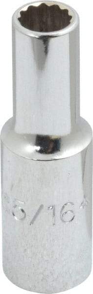 Proto - 5/16", 3/8" Drive, Deep Hand Socket - 12 Points, 2-1/8" OAL, Chrome Finish - Best Tool & Supply