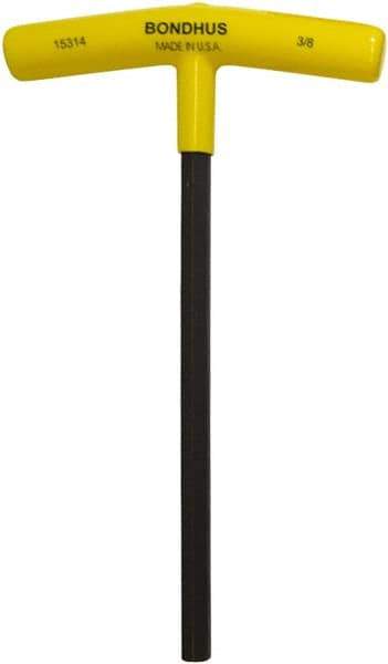 Bondhus - 3/8" Hex, T-Handle Cushion Grip, Hex Key - 9" OAL, Protanium High Torque Steel, Inch System of Measurement - Best Tool & Supply