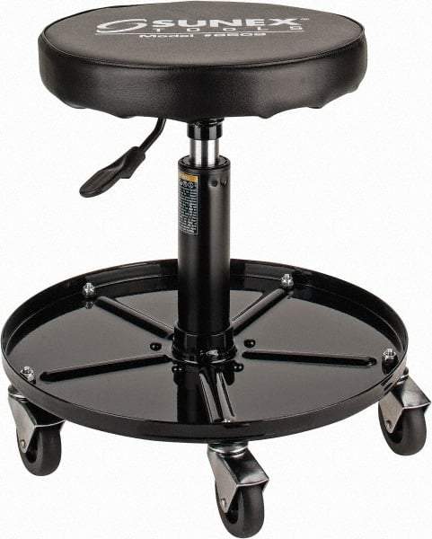 Sunex Tools - 15-1/2 to 20-1/2" High, Adjustable Height Stool - Vinyl Seat, Black - Best Tool & Supply