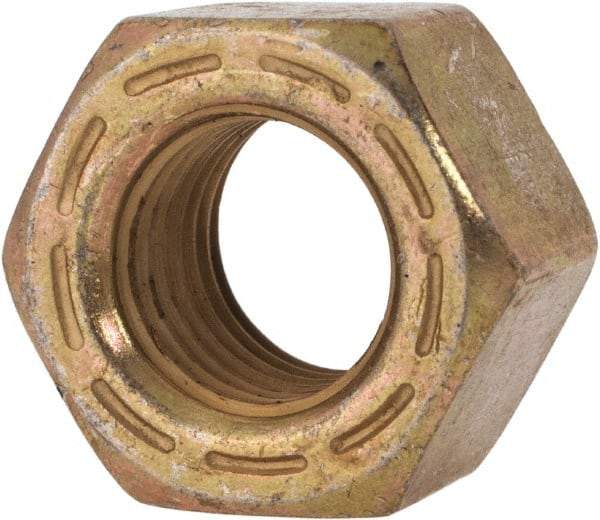 Made in USA - 7/16-20 UNF Steel Right Hand Hex Nut - 11/16" Across Flats, 0.445" High, Zinc Yellow Dichromate Cad & Waxed Finish - Best Tool & Supply