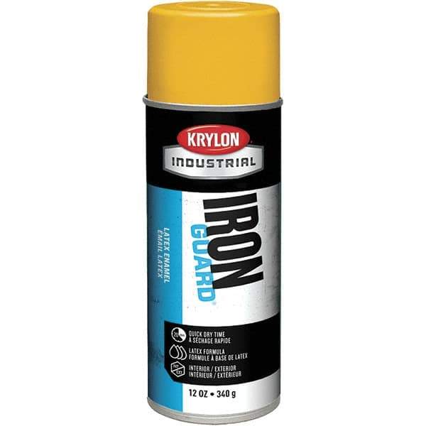 Krylon - OSHA Yellow, Gloss, Enamel Spray Paint - 12 to 15 Sq Ft per Can, 12 oz Container, Use on Masonry, Metal, Plaster, Plastic Foam & Wicker, Plastics, Wood - Best Tool & Supply