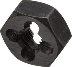 Interstate - M8x1.25 Metric Coarse Thread, 11/16" Hex, Right Hand Thread, Hex Rethreading Die - Carbon Steel, 3/8" Thick - Exact Industrial Supply