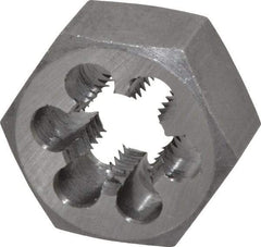 Interstate - M18x2.50 Metric Coarse Thread, 1-7/16" Hex, Right Hand Thread, Hex Rethreading Die - Carbon Steel, 3/4" Thick - Exact Industrial Supply