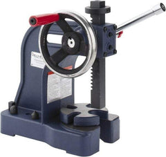 Palmgren - 1" Ram, 4" Throat Depth, 1 Ton Manual Arbor Press - 5-1/2" Max Work Height x 8" Max Work Width, Single Leverage, 5" Base Width x 10-1/2" Base Depth - Best Tool & Supply