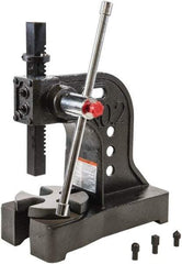 Palmgren - 1-1/4" Ram, 5-15/16" Throat Depth, 2 Ton Manual Arbor Press - 8" Max Work Height x 11-7/8" Max Work Width, Single Leverage, 6-1/2" Base Width x 16" Base Depth - Best Tool & Supply