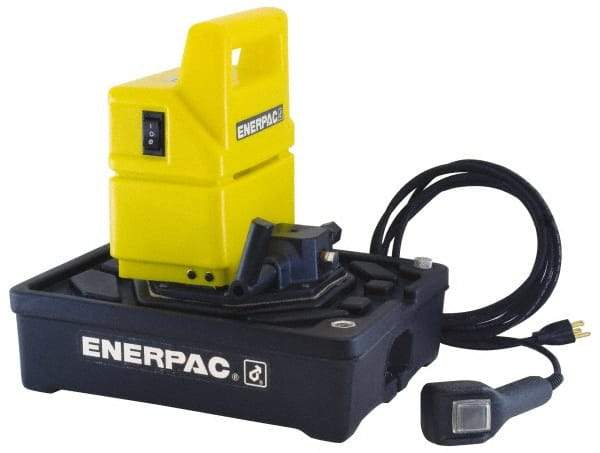 Enerpac - 10,000 psi Electric Hydraulic Pump & Jack - 1 Gal Oil Capacity, 3-Way, 2 Position Valve, Use with Single Acting Cylinders, Advance, Hold & Retract - Best Tool & Supply