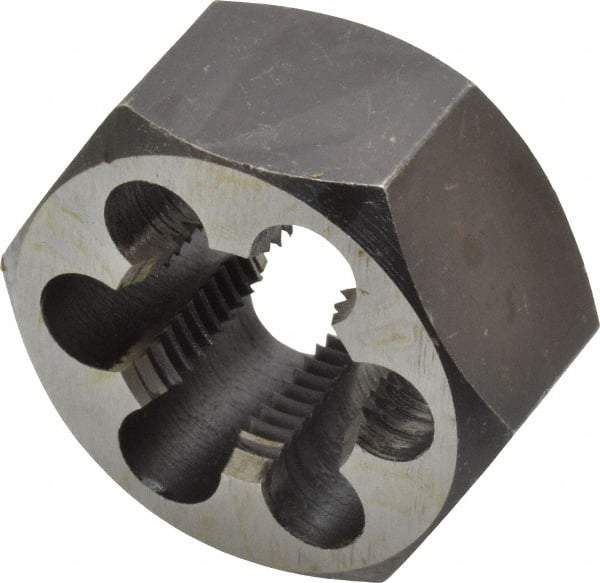 Interstate - 7/8-14 UNF Thread, 1-5/8" Hex, Right Hand Thread, Hex Rethreading Die - Carbon Steel, 7/8" Thick - Exact Industrial Supply