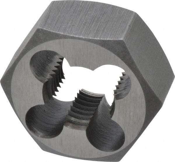 Interstate - 3/8-24 UNF Thread, 25/32" Hex, Right Hand Thread, Hex Rethreading Die - High Speed Steel, 3/8" Thick - Exact Industrial Supply