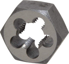 Interstate - 7/16-14 UNC Thread, 7/8" Hex, Right Hand Thread, Hex Rethreading Die - High Speed Steel, 7/16" Thick - Exact Industrial Supply