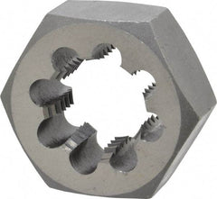 Interstate - 1-1/4 - 7 UNC Thread, 2-3/16" Hex, Right Hand Thread, Hex Rethreading Die - High Speed Steel, 1" Thick - Exact Industrial Supply