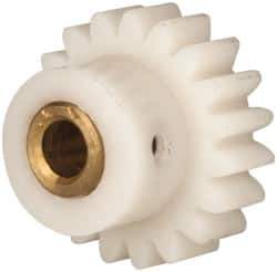 Made in USA - 24 Pitch, 0.791" Pitch Diam, 7/8" OD, 19 Tooth Spur Gear - 1/4" Face Width, 3/16" Bore Diam, 35/64" Hub Diam, 20° Pressure Angle, Acetal - Best Tool & Supply