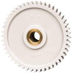 Made in USA - 24 Pitch, 2" Pitch Diam, 2.083" OD, 48 Tooth Spur Gear - 1/4" Face Width, 5/16" Bore Diam, 43/64" Hub Diam, 20° Pressure Angle, Acetal - Best Tool & Supply