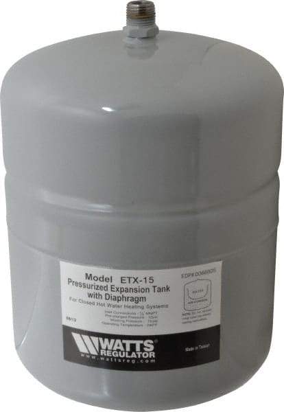 Watts - 1.0 Gallon Capacity, 2.1 Gallon Tank, 8 Inch Diameter, 12-1/2 Inch High, 1/2 Inch Port, Expansion Tank - Steel, Polymer Coating - Best Tool & Supply