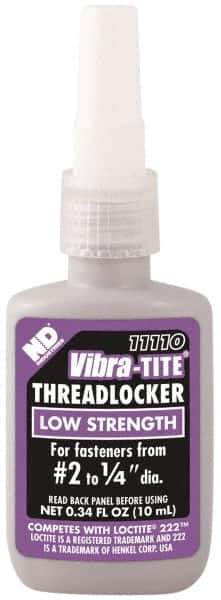 Vibra-Tite - 10 mL Bottle, Purple, Low Strength Liquid Threadlocker - Series 111, 24 hr Full Cure Time, Hand Tool Removal - Best Tool & Supply