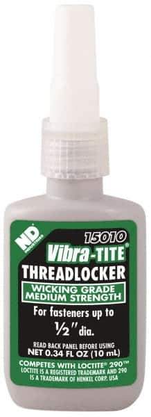 Vibra-Tite - 10 mL Bottle, Green, Medium Strength Liquid Threadlocker - Series 150, 24 hr Full Cure Time - Best Tool & Supply