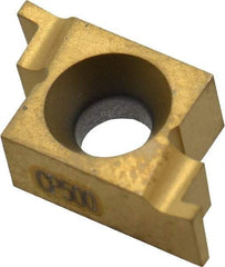 Seco - 03010NR FG Grade CP500, 0.03" Cutting Width Carbide Grooving Insert - 0.03" Max Depth of Cut, Right Hand, TiAlN/TiN Finish - Best Tool & Supply