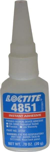 Loctite - 0.70 oz Bottle Clear Instant Adhesive - Series 4851, 20 sec Fixture Time, 24 hr Full Cure Time, Bonds to Fabric, Leather & Paper - Best Tool & Supply