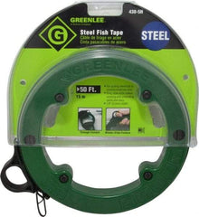 Greenlee - 50 Ft. Long x 1/8 Inch Wide, 3/64 Inch Thick, Steel Fish Tape - 400 Lb. Pulling Strength, Includes Case - Best Tool & Supply