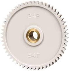 Made in USA - 24 Pitch, 2-1/4" Pitch Diam, 2.333" OD, 54 Tooth Spur Gear - 1/4" Face Width, 5/16" Bore Diam, 43/64" Hub Diam, 20° Pressure Angle, Acetal - Best Tool & Supply