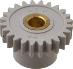 Made in USA - 32 Pitch, 3/4" Pitch Diam, 13/16" OD, 24 Tooth Spur Gear - 3/16" Face Width, 3/16" Bore Diam, 1/2" Hub Diam, 20° Pressure Angle, Acetal - Best Tool & Supply