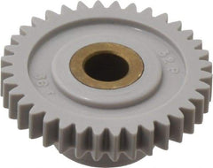 Made in USA - 32 Pitch, 1-1/8" Pitch Diam, 1-3/16" OD, 36 Tooth Spur Gear - 3/16" Face Width, 1/4" Bore Diam, 39/64" Hub Diam, 20° Pressure Angle, Acetal - Best Tool & Supply