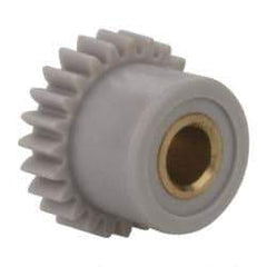 Made in USA - 48 Pitch, 1/2" Pitch Diam, 0.542" OD, 24 Tooth Spur Gear - 1/8" Face Width, 1/8" Bore Diam, 13/32" Hub Diam, 20° Pressure Angle, Acetal - Best Tool & Supply