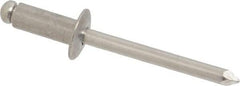 Marson - Button Head Aluminum Open End Blind Rivet - Aluminum Mandrel, 0.251" to 3/8" Grip, 1/2" Head Diam, 0.257" to 0.261" Hole Diam, 5/8" Length Under Head, 1/4" Body Diam - Best Tool & Supply