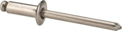 Marson - Button Head Stainless Steel Open End Blind Rivet - Stainless Steel Mandrel, 5/16" to 3/8" Grip, 3/8" Head Diam, 0.192" to 0.196" Hole Diam, 0.575" Length Under Head, 3/16" Body Diam - Best Tool & Supply