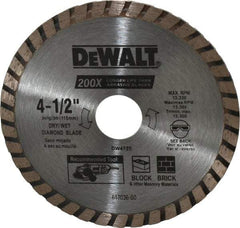 DeWALT - 4-1/2" Diam, 7/8" Arbor Hole Diam, Wet & Dry Cut Saw Blade - Diamond-Tipped, Standard Round Arbor - Best Tool & Supply