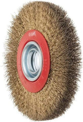 Value Collection - 7" OD, 1-1/4" Arbor Hole, Crimped Brass-Coated Steel Wheel Brush - 3/4" Face Width, 1-1/2" Trim Length, 0.014" Filament Diam, 6,000 RPM - Best Tool & Supply