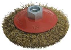 Value Collection - 4" OD, M14x2.00 Arbor Hole, Crimped Steel Wheel Brush - 3/4" Face Width, 0.012" Filament Diam, 12,500 RPM - Best Tool & Supply